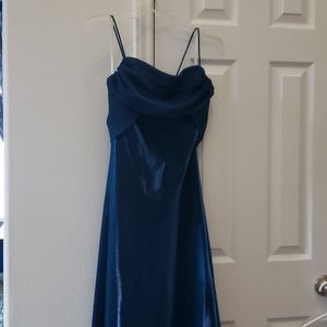 Blue Betsy and Adam gown with spaghetti straps
